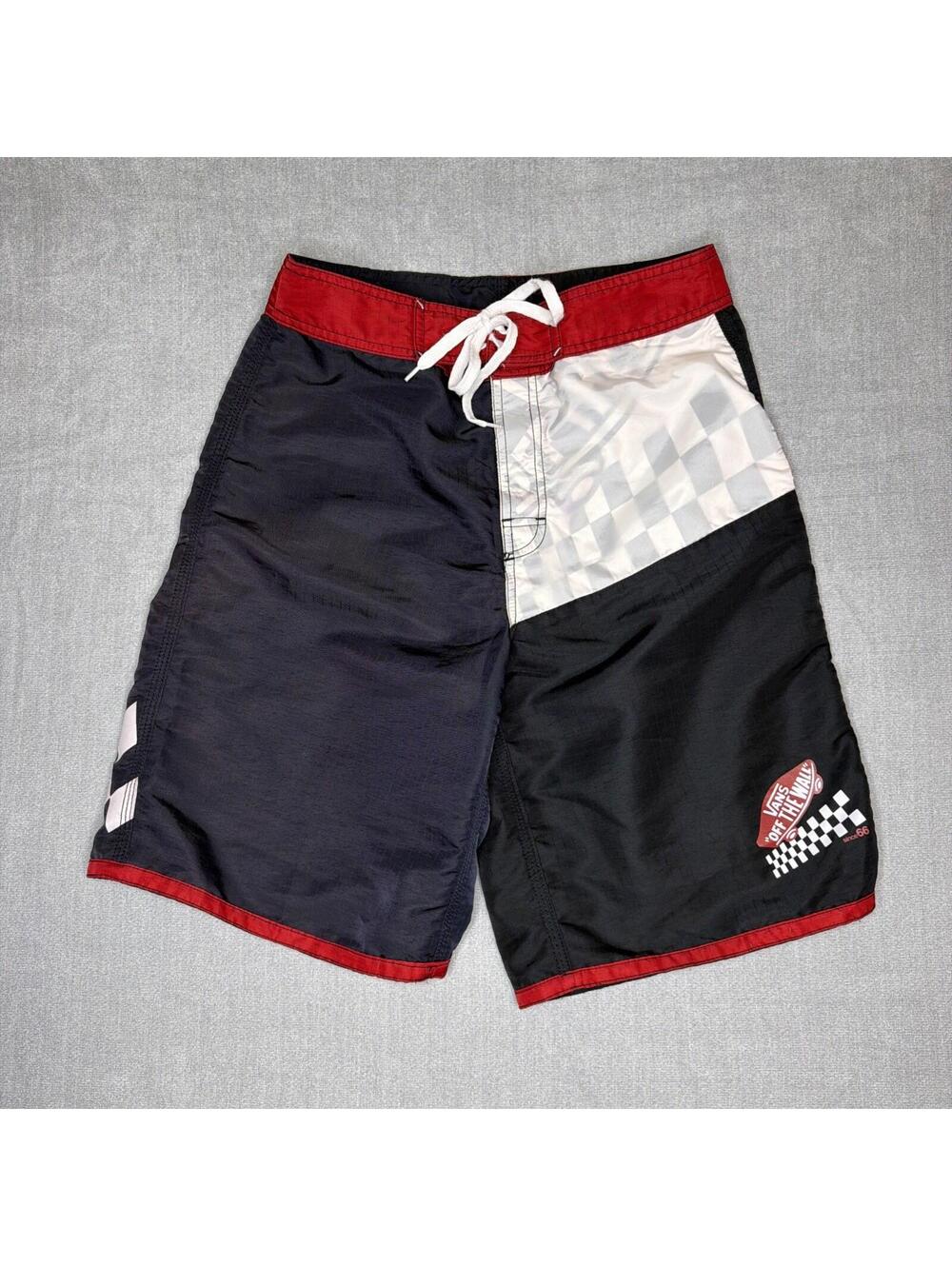 Y2K Vans Off The Wall Board Short Checkerboard All Over Print Surf Spellout 30